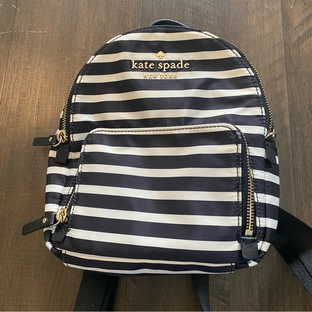 Kate Spade Hartley Watson Lane Black And White Striped Small Mini Backpack Bag